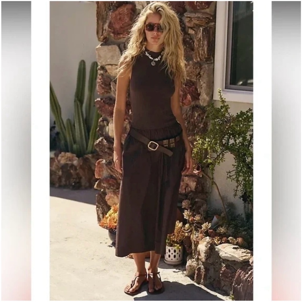 Free People Pepita Midi Dress by free-est in Double Espresso
